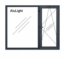 Алюмінієве вікно з терморозривом профіль AluLight W76 двостулкове з одною поворотно-відкидною стулкою 2500*1500 мм антрацит
