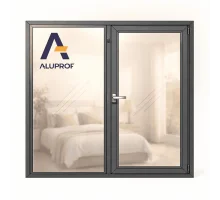 Алюминиевое окно из термоизолированного профиля Aluprof MB-86N двухстворчатое с одной поворотно-откидной створкой 1700*1600 мм антрацит