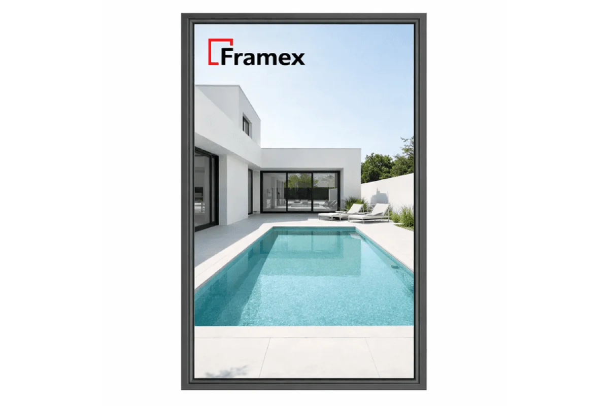 Алюмінієве вікно з теплого профілю Framex FT 72 глухе 3000*1500 мм антрацит