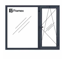 Алюмінієве вікно з теплого профілю Framex FT 72 двостулкове з одною поворотно-відкидною стулкою 1800*1300 мм антрацит