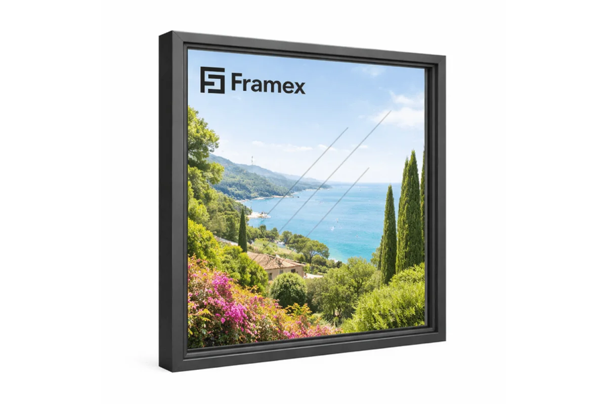 Алюминиевое окно из теплого профиля Framex FT 72 глухое 1400*1400 мм антацит