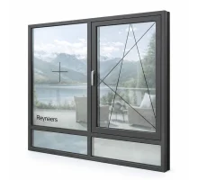Алюмінієве вікно Reynaers MasterLine 8 HI+ з підвищеною теплоізоляцією поворотно-відкидне  1600*1800 мм антрацит RAL 7016