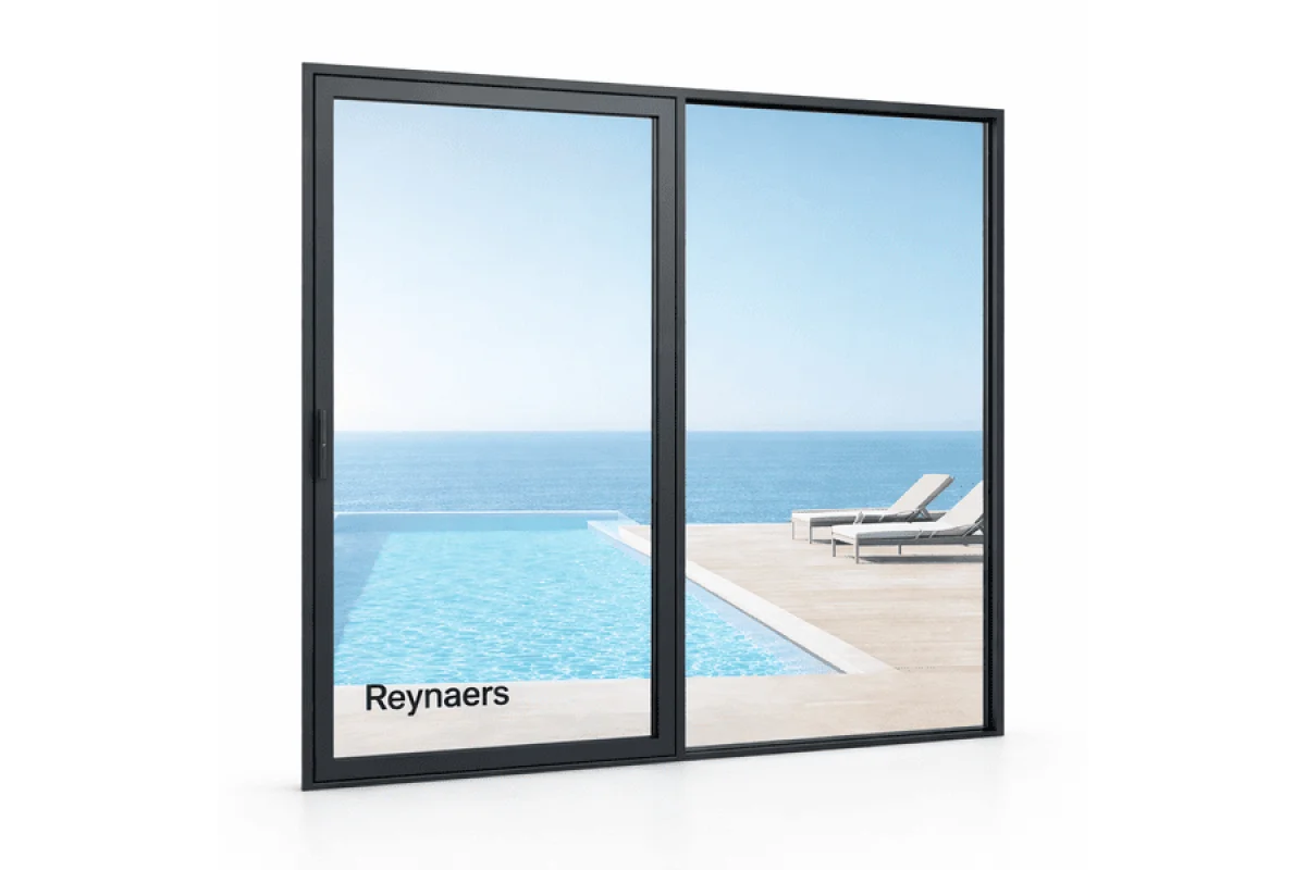 Алюминиевая параллельно раздвижная система Reynaers CS 77 с теплоизоляцией 3000*2800 мм антрацит RAL 7016