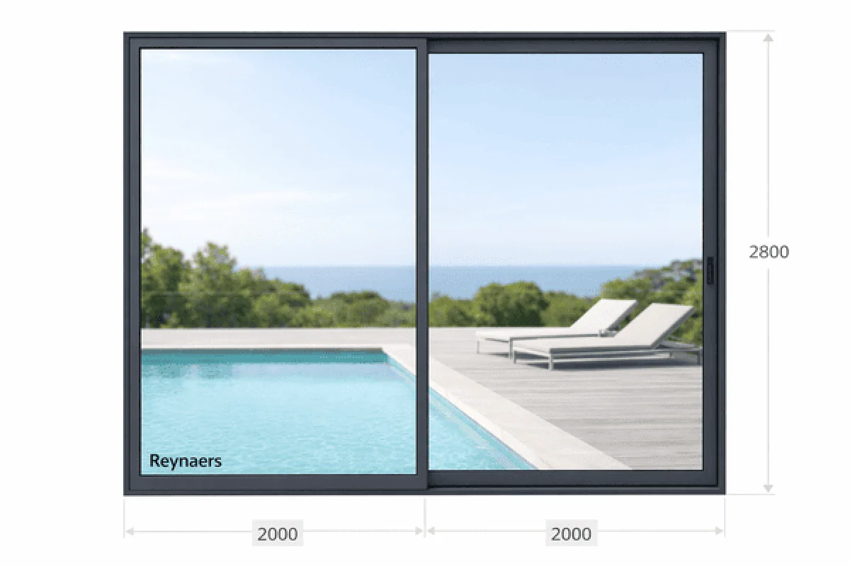 Алюминиевая параллельно раздвижная система Reynaers CS 77 с теплоизоляцией 4000*2800 мм антрацит RAL 7016