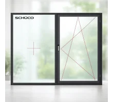 Алюмінієве вікно Schüco AWS 90.SI+ з підвищеною теплоізоляцією поворотно-відкидне 2000*1600 мм антрацит RAL 7016