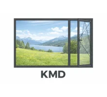 Алюминиевое окно из термоизолированного профиля KMD.78 двухстворчатое с одной поворотно-откидной створкой 2000*1500 мм антрацит