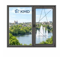 Алюмінієве вікно з термоізольованого профілю KMD.78 двостулкове з одною поворотно-відкидною стулкою 1700*1400 мм антрацит