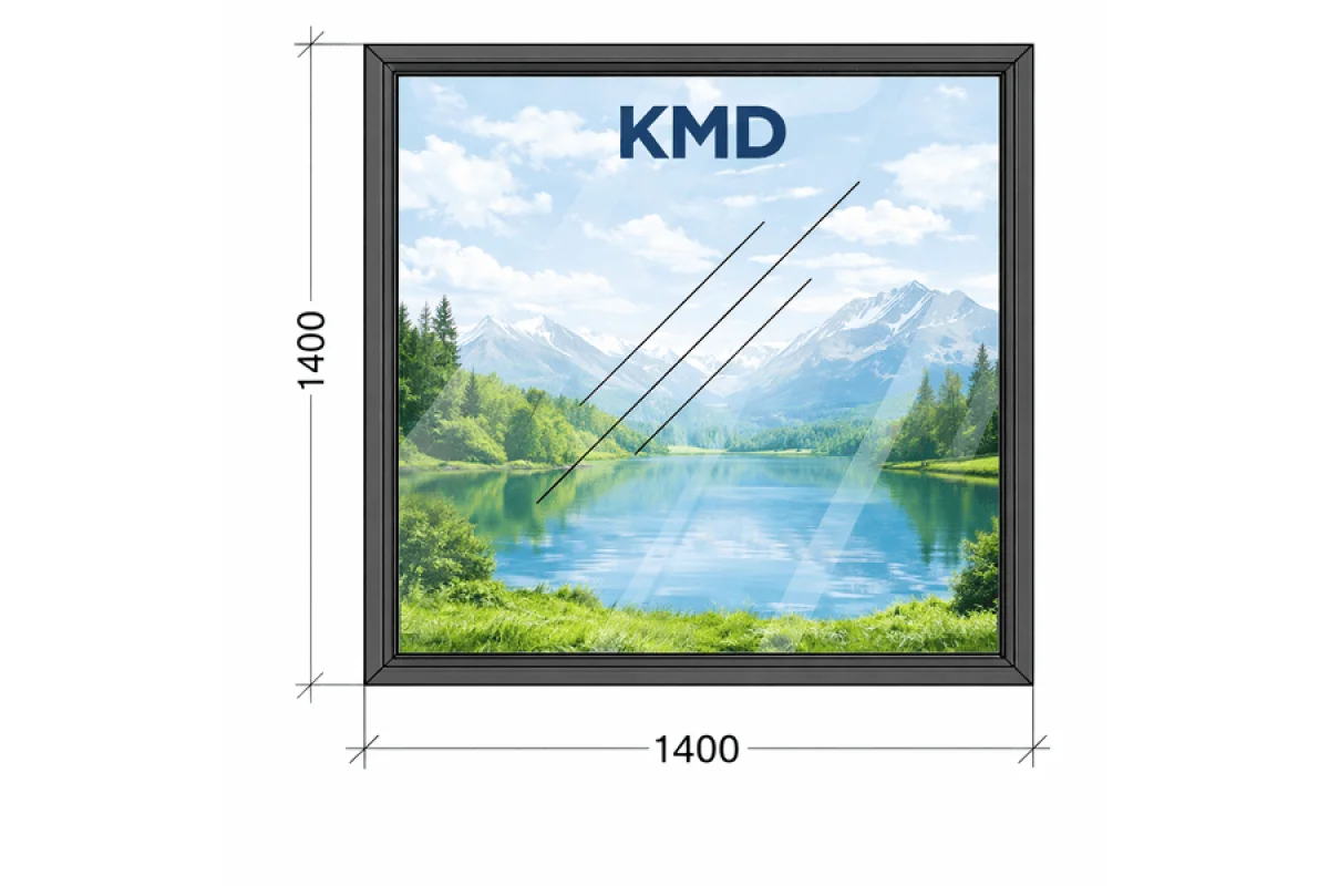 Алюминиевое окно из термоизолированного профиля KMD.78 глухое 1400*1400 мм антрацит