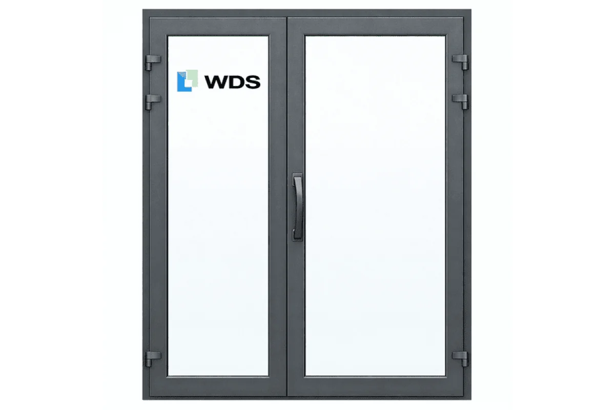 Металлопластиковые двери ламинированные Антрацит WDS 76MD полуторные с поворотно-откидной створкой 1200 x 2100 мм