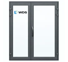 Металопластикові двері ламіновані Антрацит WDS 76MD полуторні з поворотно-відкидною створкою 1200 x 2100 мм