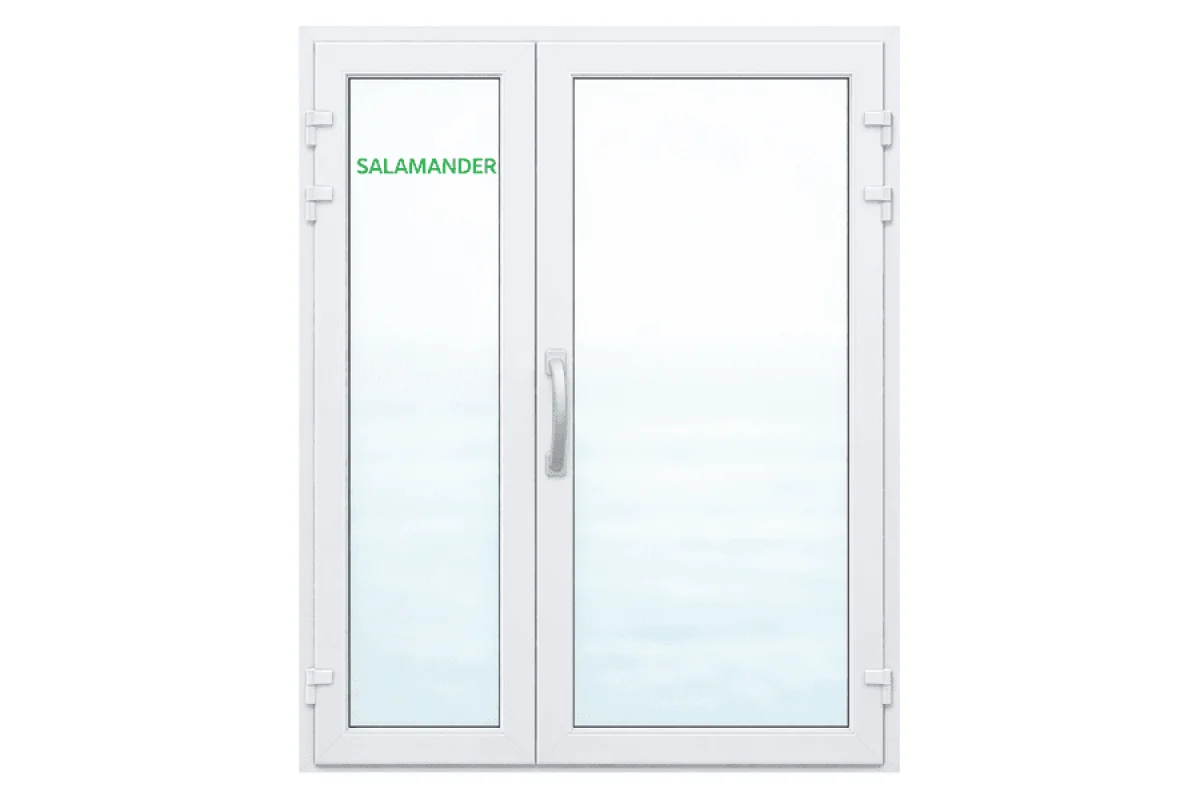 Металлопластиковые двери Salamander BluEvolution 82 полуторные с поворотно-откидной створкой 1300 x 2100 мм