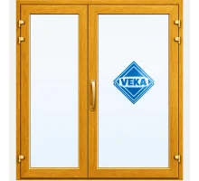Металопластикові двері ламіновані Дуб Золотий VEKA Softline 82 полуторні з поворотно-відкидною створкою 1300 x 2000 мм