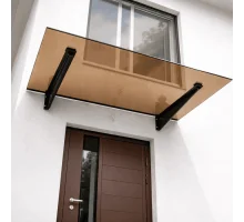 Навіс на тримачах Invisio Aura Glass скло загартоване бронза 1800*1100 мм чорний