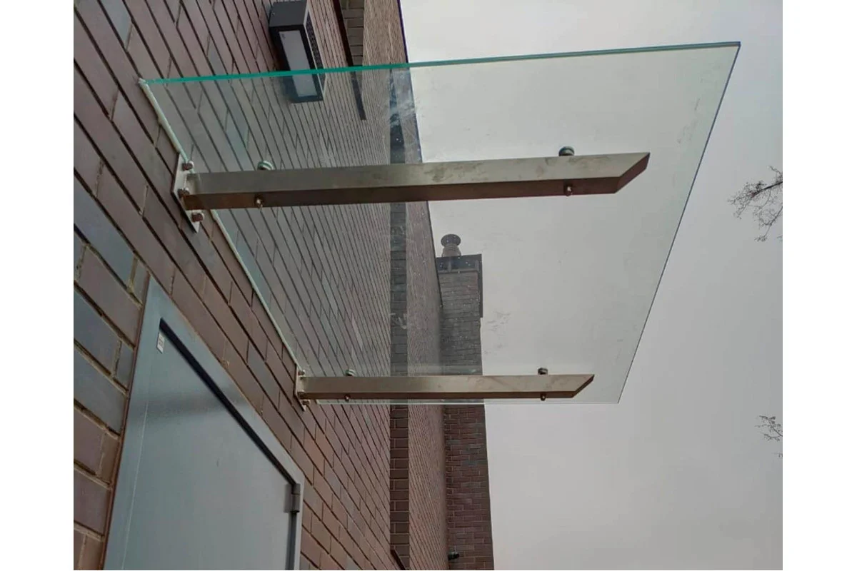 Навес на держателях Invisio Aura Glass стекло каленное бронза 1800*1100 мм черный