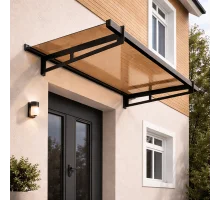 Навес на каркасе Invisio Crystal Guard стекло триплекс прозрачное 2300*1500 черный