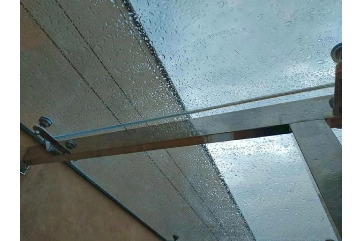 Навес на каркасе Invisio Crystal Guard стекло триплекс графит 1900*1400 мм черный