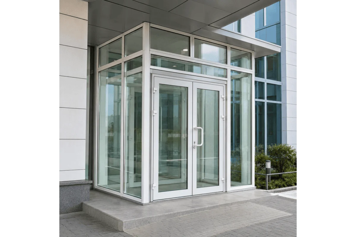 Металлопластиковый тамбур REHAU 3700*2600 мм белый