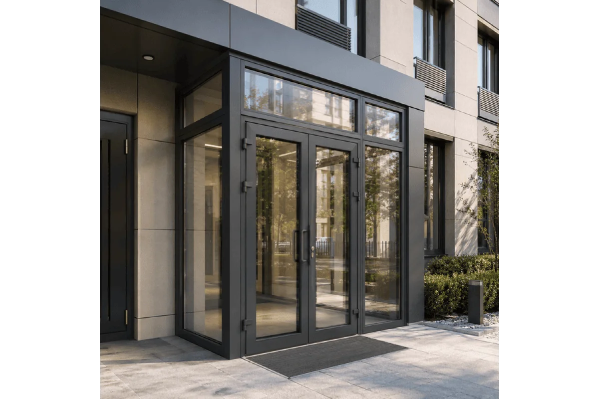 Металлопластиковый тамбур REHAU 3600*2700 мм антрацит