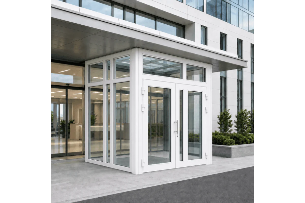 Металопластиковий тамбур REHAU 3800*2600 мм білий