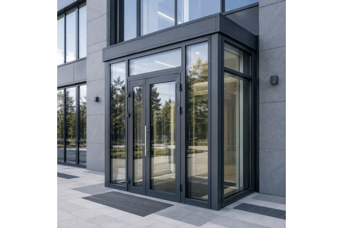 Металлопластиковый тамбур REHAU 3500*2500 мм антрацит