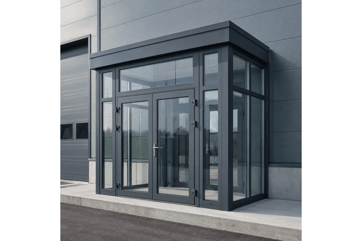 Металлопластиковый тамбур REHAU 3300*2500 мм антрацит