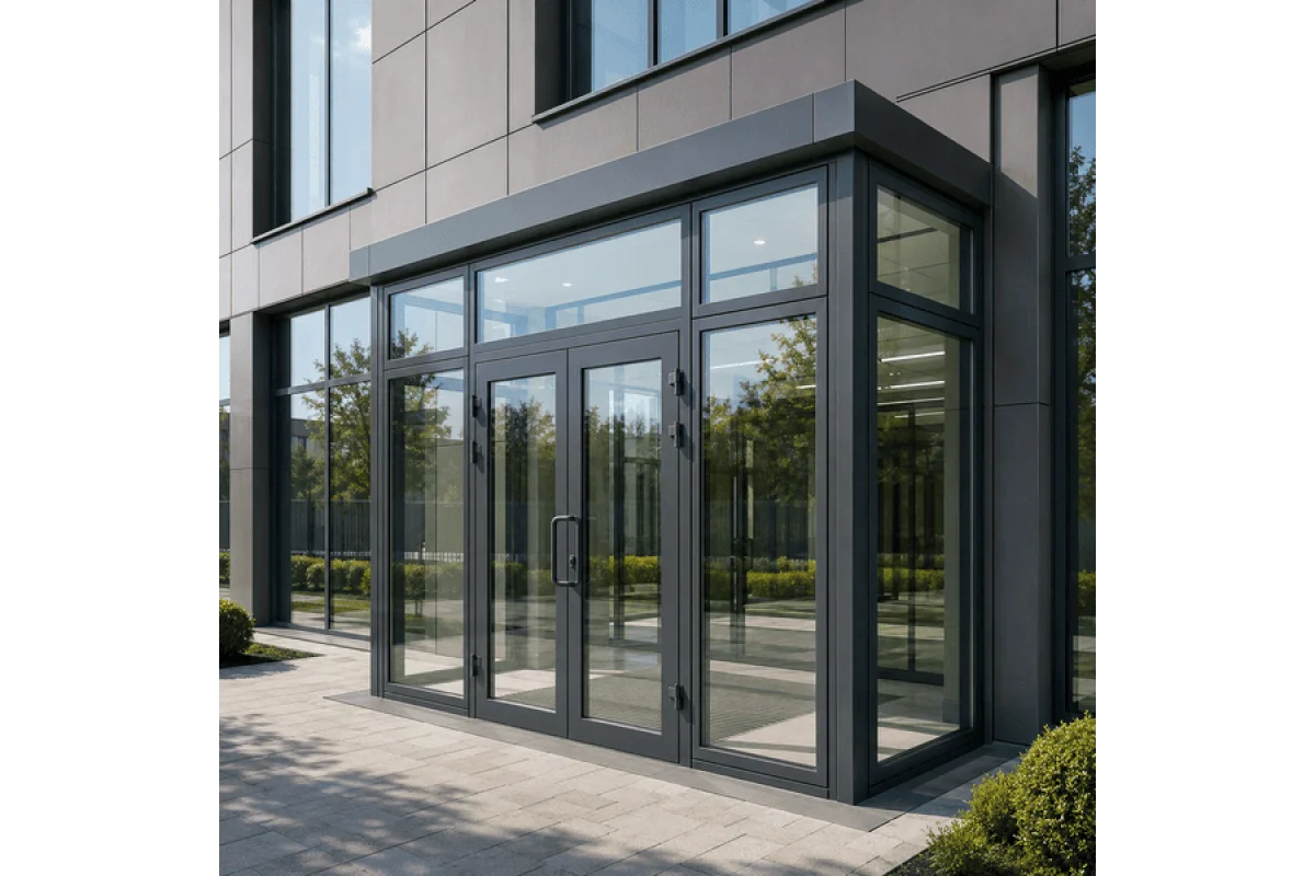 Металлопластиковый тамбур REHAU 3100*2500 мм антрацит