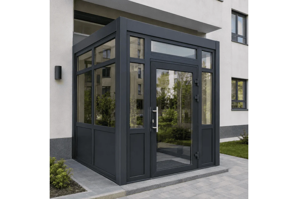 Металлопластиковый тамбур REHAU 4000*2400 мм антрацит