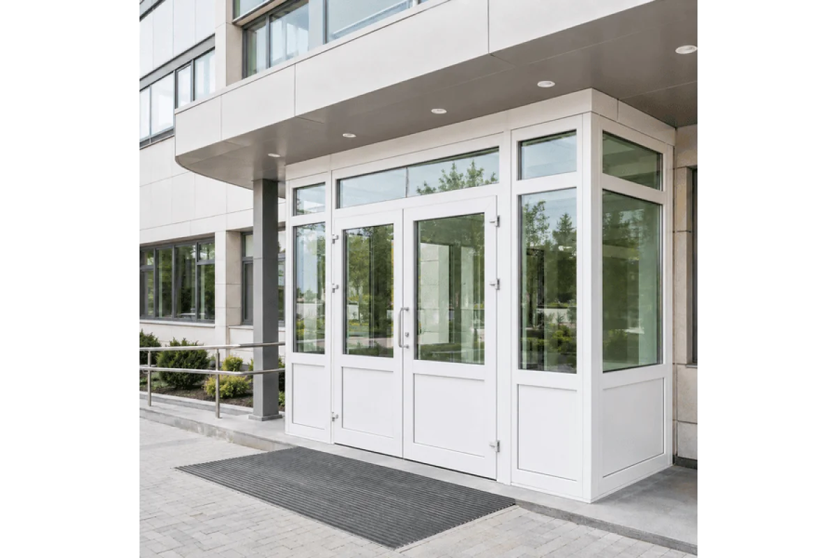 Металлопластиковый тамбур REHAU 3800*2400 мм белый