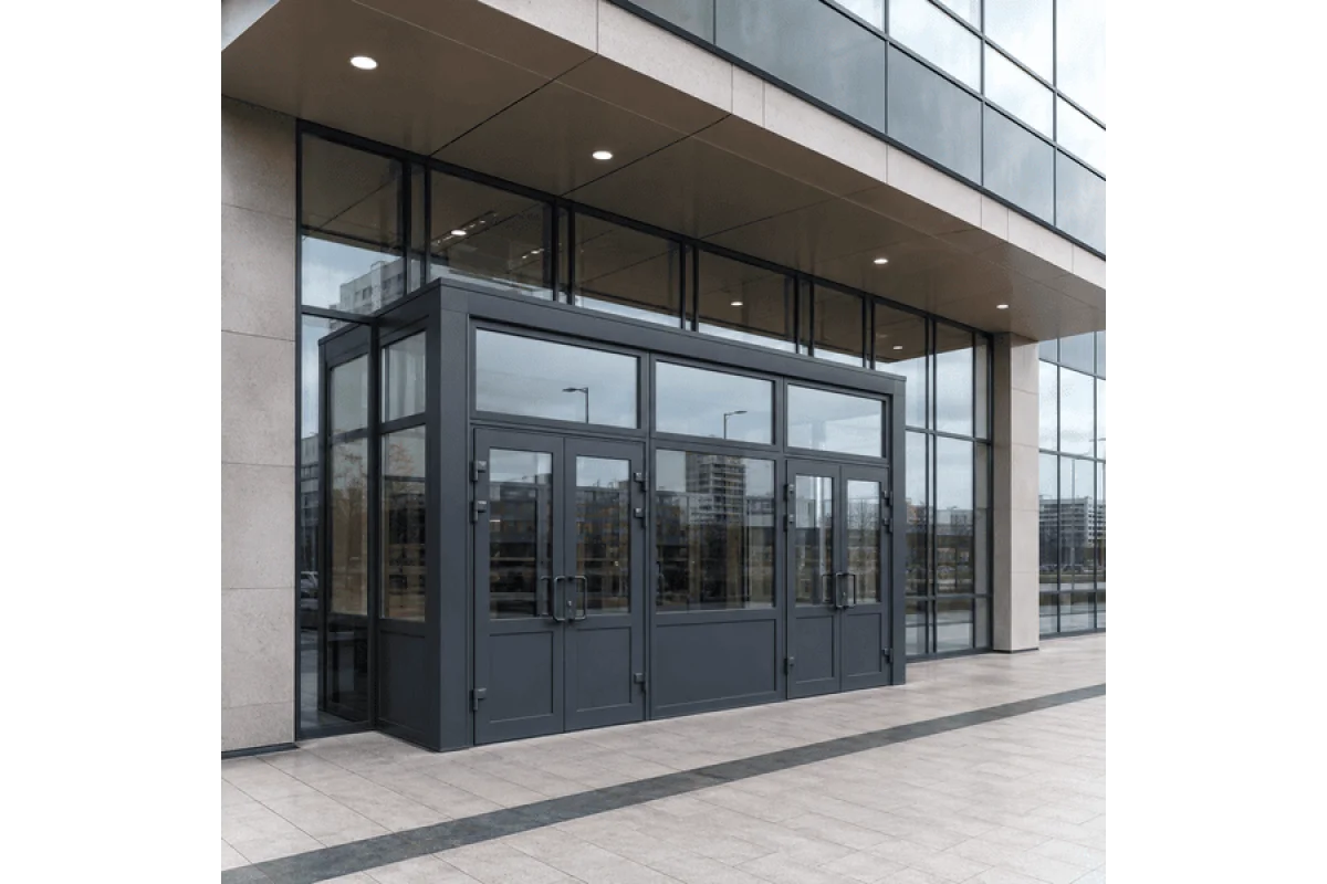 Металлопластиковый тамбур REHAU 4200*2400 мм антрацит