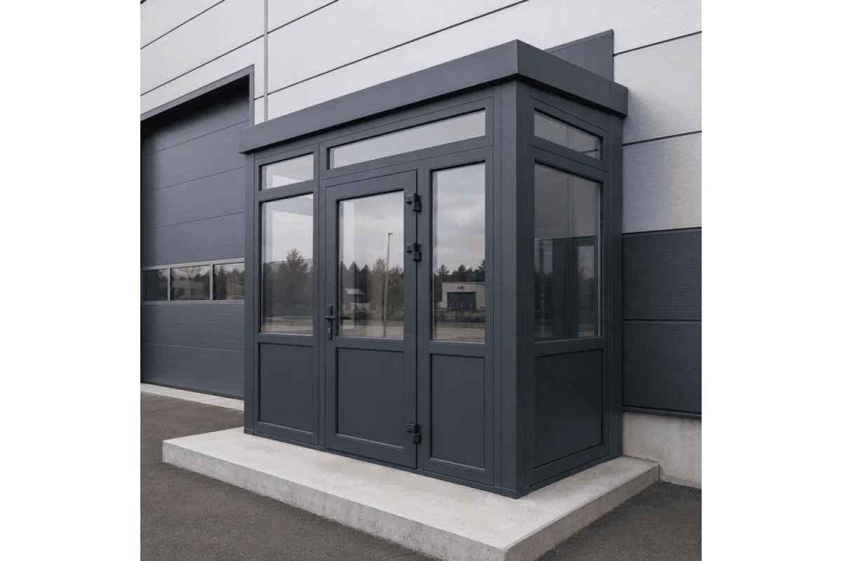 Металлопластиковый тамбур REHAU 3900*2500 мм антрацит