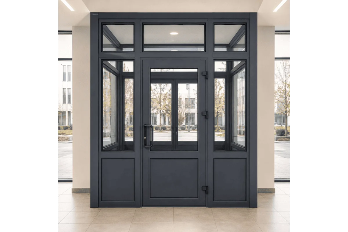 Внутрішній металопластиковий тамбур REHAU 3400*2700 мм антрацит