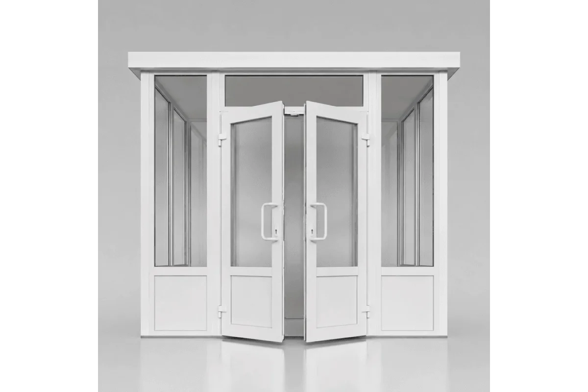Металлопластиковый тамбур REHAU 4200*2500 мм белый