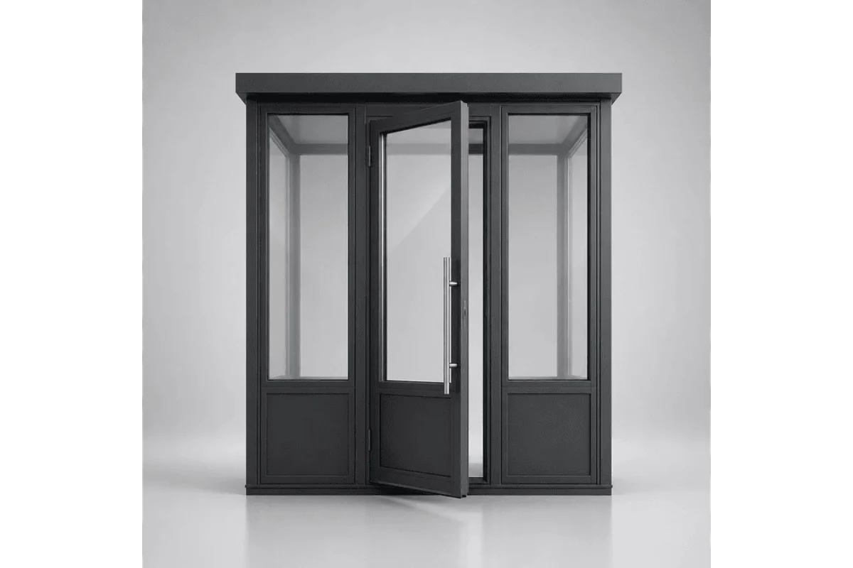 Металлопластиковый тамбур REHAU 3300*2400 мм антрацит