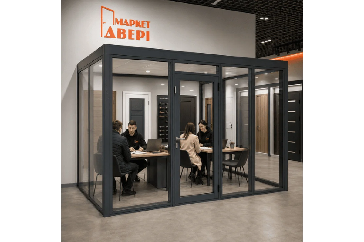 Тамбур алюминиевый для помещений ALULIGHT 3700*2600 мм антрацит
