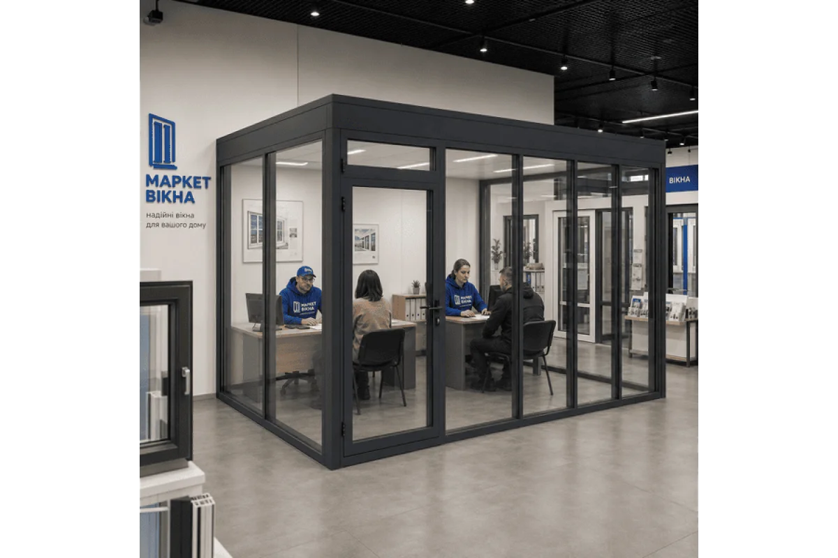 Металопластиковий тамбур REHAU 2900*2400 мм антрацит