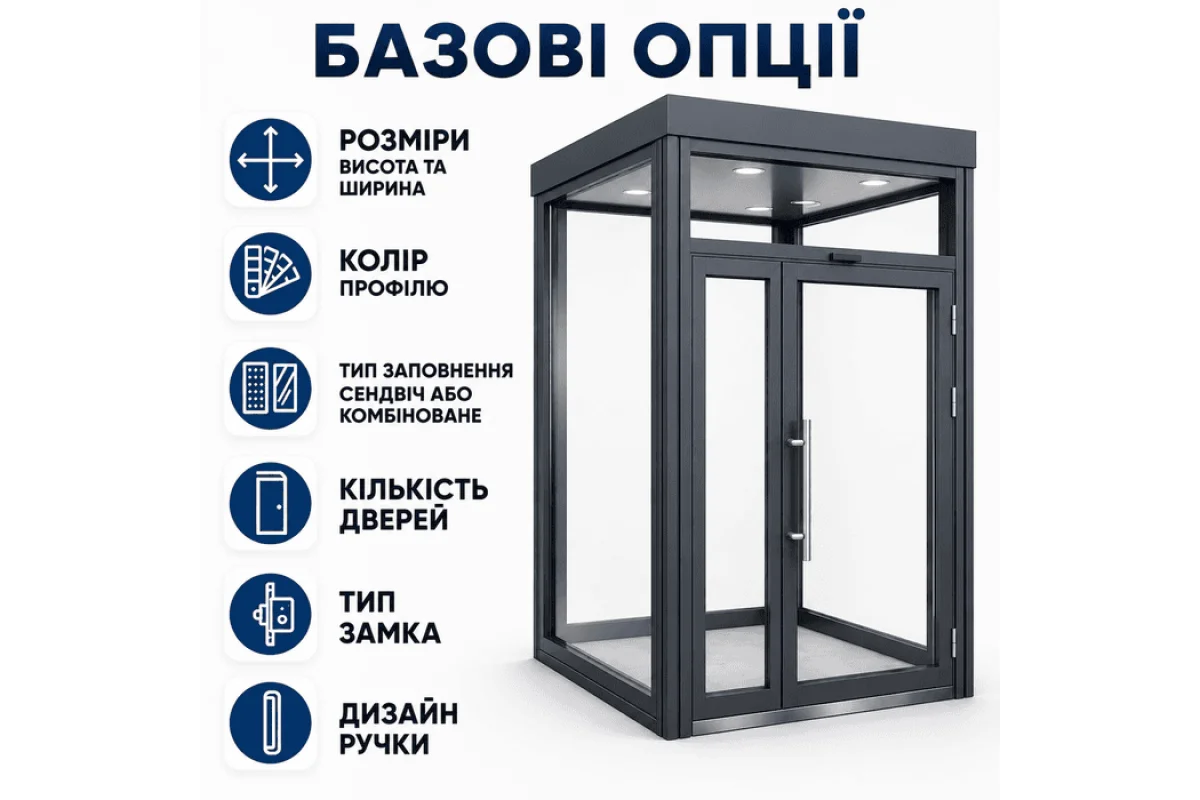 Тамбур алюмінієвий внутрішній ALULIGHT 3000*2500 мм антрацит