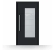Алюминиевая входная дверь из теплого профиля ALUMIL  для дома 1100*2100 мм RAL 9005