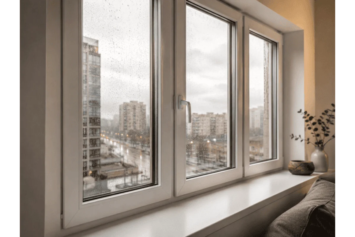Металлопластиковое окно VEKA Softline 82 трёхстворчатое с поворотно-откидной створкой 1900 x 1000 мм