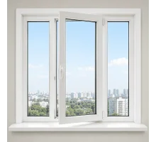 Металлопластиковое окно REHAU EURO 60 трёхстворчатое с поворотно-откидной створкой 1900 x 900 мм