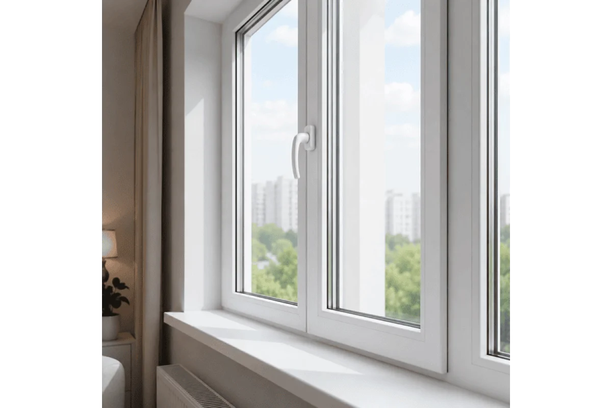 Металлопластиковое окно REHAU EURO 60 трёхстворчатое с поворотно-откидной створкой 2000 x 1000 мм