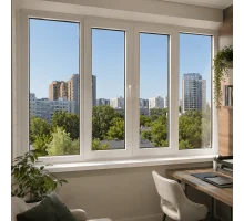 Металлопластиковое окно REHAU EURO 70 четырехстворчатое с двумя поворотно-откидными створками 2500 x 1800 мм