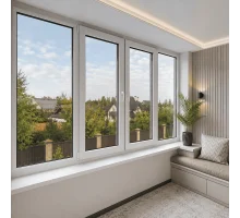 Металлопластиковое окно REHAU EURO 70 четырехстворчатое с двумя поворотно-откидными створками 2500 x 1700 мм