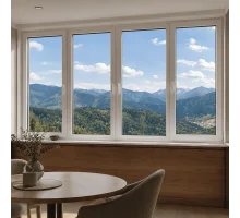 Металлопластиковое окно REHAU EURO 70 четырехстворчатое с двумя поворотно-откидными створками 2500 x 1600 мм