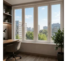 Металлопластиковое окно REHAU EURO 70 четырехстворчатое с двумя поворотно-откидными створками 2500 x 1500 мм