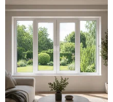 Металлопластиковое окно REHAU EURO 70 четырехстворчатое с двумя поворотно-откидными створками 2500 x 1400 мм