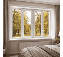 Металлопластиковое окно REHAU EURO 70 четырехстворчатое с двумя поворотно-откидными створками 2500 x 1300 мм