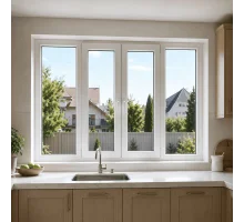 Металлопластиковое окно REHAU EURO 70 четырехстворчатое с двумя поворотно-откидными створками 2500 x 1200 мм