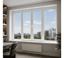 Металлопластиковое окно REHAU EURO 70 четырехстворчатое с двумя поворотно-откидными створками 2500 x 1000 мм