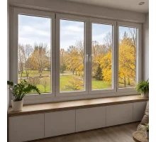 Металопластикове вікно REHAU EURO 70 чотиристулкове з двома поворотно-відкидними стулками 2400 x 600 мм