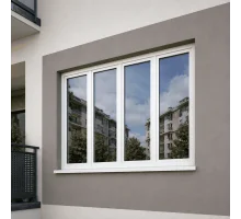 Металлопластиковое окно VEKA Softline четырехстворчатое с двумя поворотно-откидными створками 2400 x 1200 мм